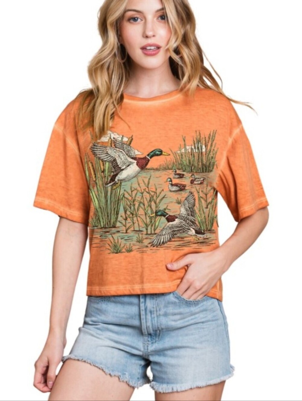 Burnt Orange Graphic Duck Pond Tee